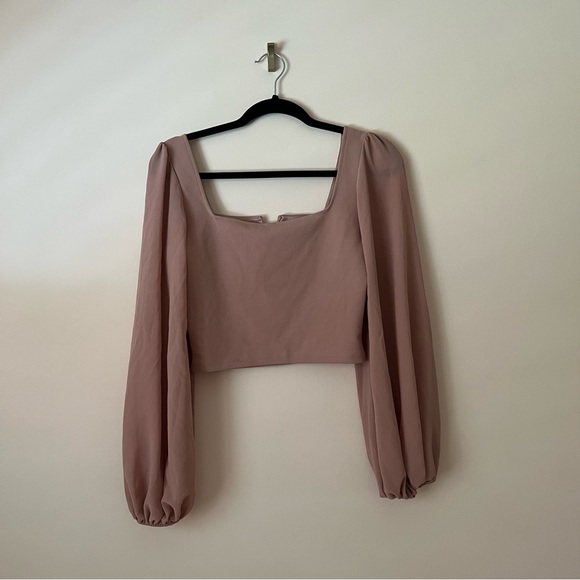 Chiffon sleeves crop top in dark pink size medium- M boutique - Picture 3 of 7